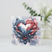 Cartes Pour Fêtes Annuelles Fleurs d'Art Patriotique American Heart (Debout devant)