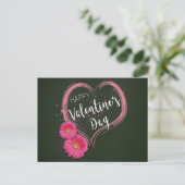 Cartes Pour Fêtes Annuelles Fleurs de Coeur Rose Saint-Valentin (Debout devant)