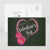 Cartes Pour Fêtes Annuelles Fleurs de Coeur Rose Saint-Valentin (Devant / Derrière)