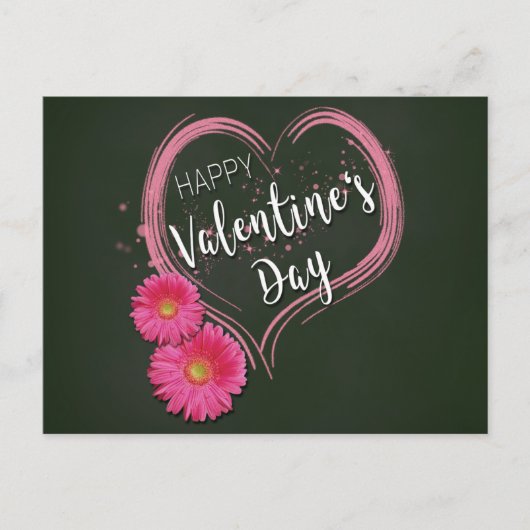 Cartes Pour Fêtes Annuelles Fleurs de Coeur Rose Saint-Valentin (Devant)