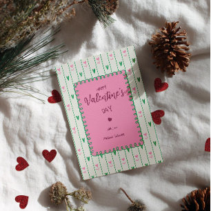 Cartes Pour Fêtes Annuelles Fleurs de cœur roses et cœur vert - Saint-Valentin