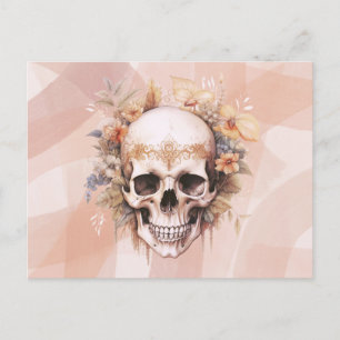 Cartes Pour Fêtes Annuelles Fleurs de crâne bohème or Halloween