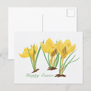 Cartes Pour Fêtes Annuelles Fleurs de Crocus Jaunes Vibrantes Joyeuses Pâques