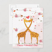 Cartes Pour Fêtes Annuelles Fleurs de Girafe Heureuse Sainte-Valentin (Devant / Derrière)