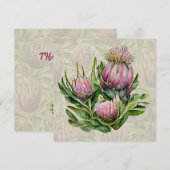 Cartes Pour Fêtes Annuelles Fleurs de MERCI rose et vert (Devant / Derrière)