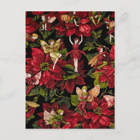 Cartes Pour Fêtes Annuelles Fleurs de Noël et fées (Devant)