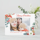 Cartes Pour Fêtes Annuelles Fleurs de Noël modernes Photo de feuillage (Debout devant)