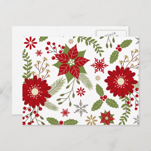 Cartes Pour Fêtes Annuelles fleurs de Noël rustiques modernes (Devant / Derrière)