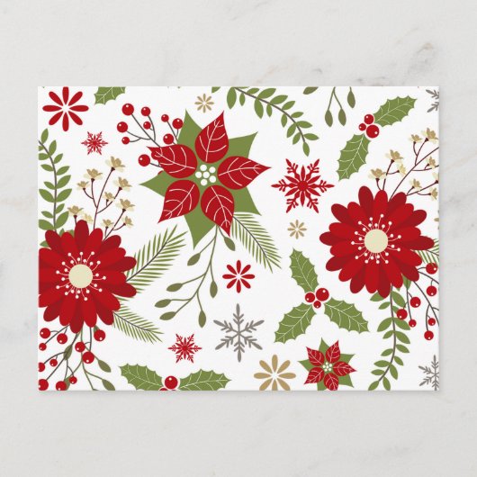 Cartes Pour Fêtes Annuelles fleurs de Noël rustiques modernes (Devant)