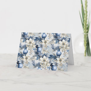Cartes Pour Fêtes Annuelles Fleurs de Noël vintage bleues