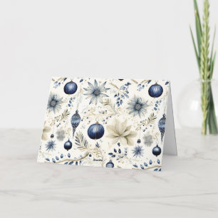 Cartes Pour Fêtes Annuelles Fleurs de Noël vintage bleues