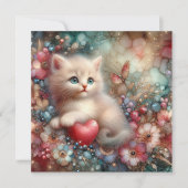 Cartes Pour Fêtes Annuelles Fleurs De Parties scintillant Pastel Et Kitten Val (Devant)