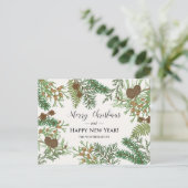 Cartes Pour Fêtes Annuelles Fleurs de pins vintage (Debout devant)