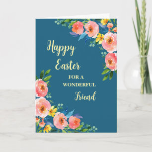 Cartes Pour Fêtes Annuelles Fleurs de printemps heureux ami de Pâques