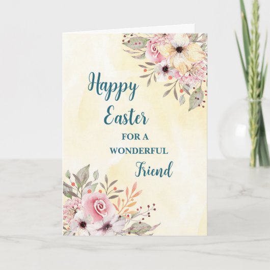 Cartes Pour Fêtes Annuelles Fleurs de printemps heureux ami de Pâques (Devant)