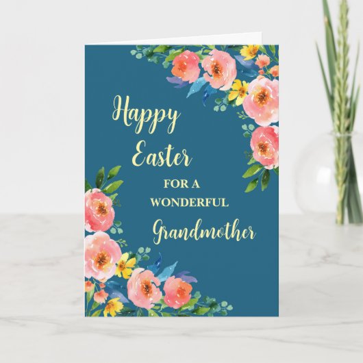 Cartes Pour Fêtes Annuelles Fleurs de printemps Joyeuses grand-mère de Pâques (Devant)