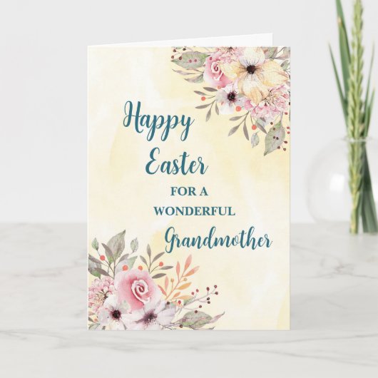 Cartes Pour Fêtes Annuelles Fleurs de printemps Joyeuses grand-mère de Pâques (Devant)