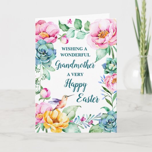 Cartes Pour Fêtes Annuelles Fleurs de printemps Joyeuses grand-mère de Pâques (Devant)