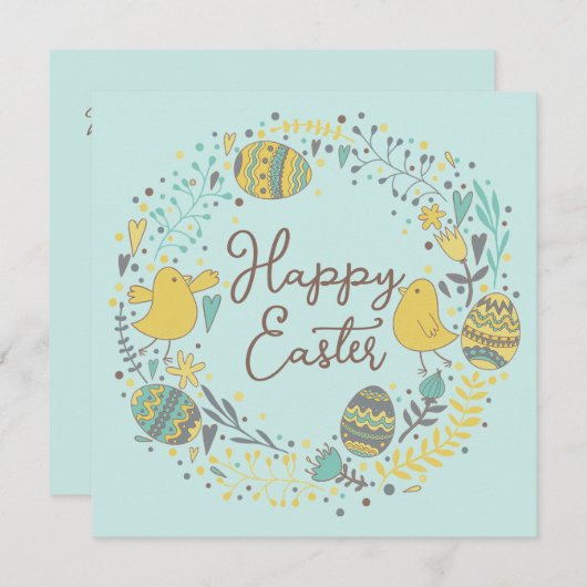 Cartes Pour Fêtes Annuelles Fleurs de printemps sur mesure Poussins mignonnes (Devant / Derrière)