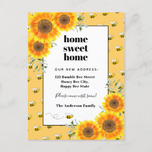 Cartes Pour Fêtes Annuelles Fleurs de soleil joyeux bourdonnement abeilles nou