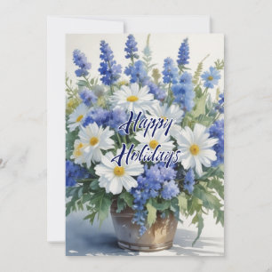 Cartes Pour Fêtes Annuelles Fleurs de vacances joyeuses aquarelle Noël joyeux