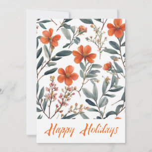 Cartes Pour Fêtes Annuelles Fleurs de vacances joyeuses aquarelle Noël joyeux
