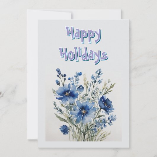 Cartes Pour Fêtes Annuelles Fleurs de vacances joyeuses Noël aquarelle (Devant)