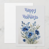 Cartes Pour Fêtes Annuelles Fleurs de vacances joyeuses Noël aquarelle (Devant / Derrière)