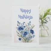 Cartes Pour Fêtes Annuelles Fleurs de vacances joyeuses Noël aquarelle (Debout devant)
