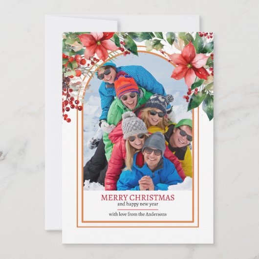 Cartes Pour Fêtes Annuelles Fleurs de verdure Créez votre propre photo personn (Devant)