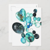 Cartes Pour Fêtes Annuelles Fleurs de verre de mer et bling (Devant / Derrière)