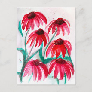 Cartes Pour Fêtes Annuelles Fleurs d'échinacée en fleurs – Style aquarelle