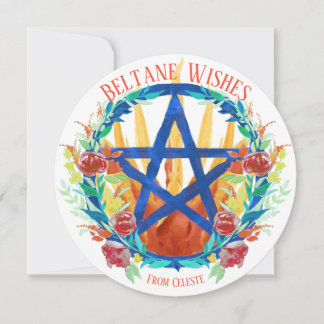 Cartes Pour Fêtes Annuelles Fleurs d'été et de feu de pentacle Beltane Wiccan