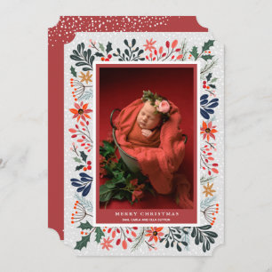 Cartes Pour Fêtes Annuelles Fleurs d'hiver Bébé Photo Annonces de naissance