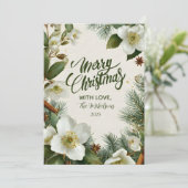 Cartes Pour Fêtes Annuelles Fleurs d'hiver blanches de Noël (Debout devant)