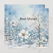 Cartes Pour Fêtes Annuelles Fleurs d'hiver bleu pastel Noël (Devant / Derrière)