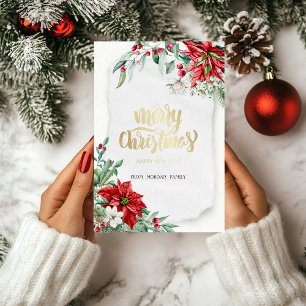 Cartes Pour Fêtes Annuelles Fleurs d'hiver de Noël Poinsettia