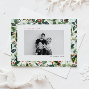 Cartes Pour Fêtes Annuelles Fleurs d'hiver et Feuilles variés Noël