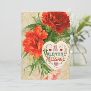 Cartes Pour Fêtes Annuelles Fleurs d'œillet, Message de la Saint-Valentin Vint