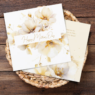 Cartes Pour Fêtes Annuelles Fleurs d'or blanc élégant Fête des mères
