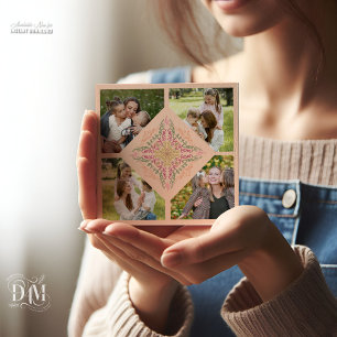 Cartes Pour Fêtes Annuelles Fleurs Douce pêche kaléidoscopique Écriture Meille