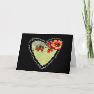 Cartes Pour Fêtes Annuelles Fleurs écarlate Coeur Valentine Love Romance Card
