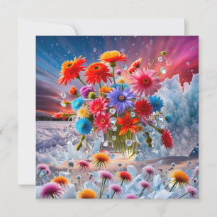 Cartes Pour Fêtes Annuelles Fleurs et cristaux de glace