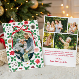 Cartes Pour Fêtes Annuelles Fleurs et feuillage de houx de plusieurs photos Hé
