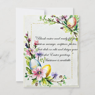 Cartes Pour Fêtes Annuelles Fleurs et œufs de Pâques papeterie vierge