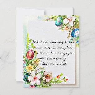 Cartes Pour Fêtes Annuelles Fleurs et œufs de Pâques papeterie vierge