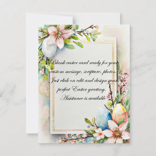 Cartes Pour Fêtes Annuelles Fleurs et œufs de Pâques papeterie vierge