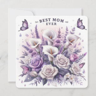 Cartes Pour Fêtes Annuelles Fleurs et papillons de la meilleure maman qui soit