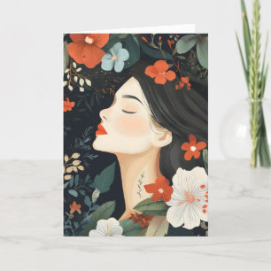 Cartes Pour Fêtes Annuelles Fleurs Filles Florales Féminines