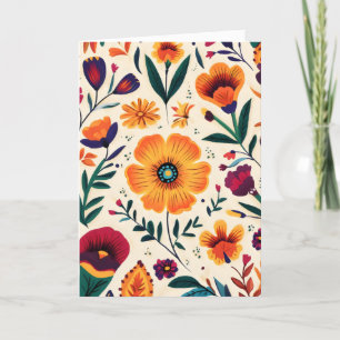 Cartes Pour Fêtes Annuelles Fleurs folkloriques colorées